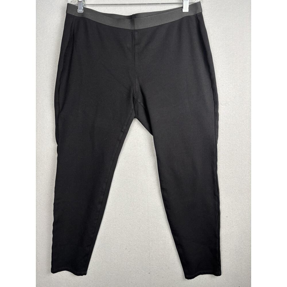 Eileen Fisher Pants Womens Large Black Slim Leg Stretch Pull On Ankle Trousers